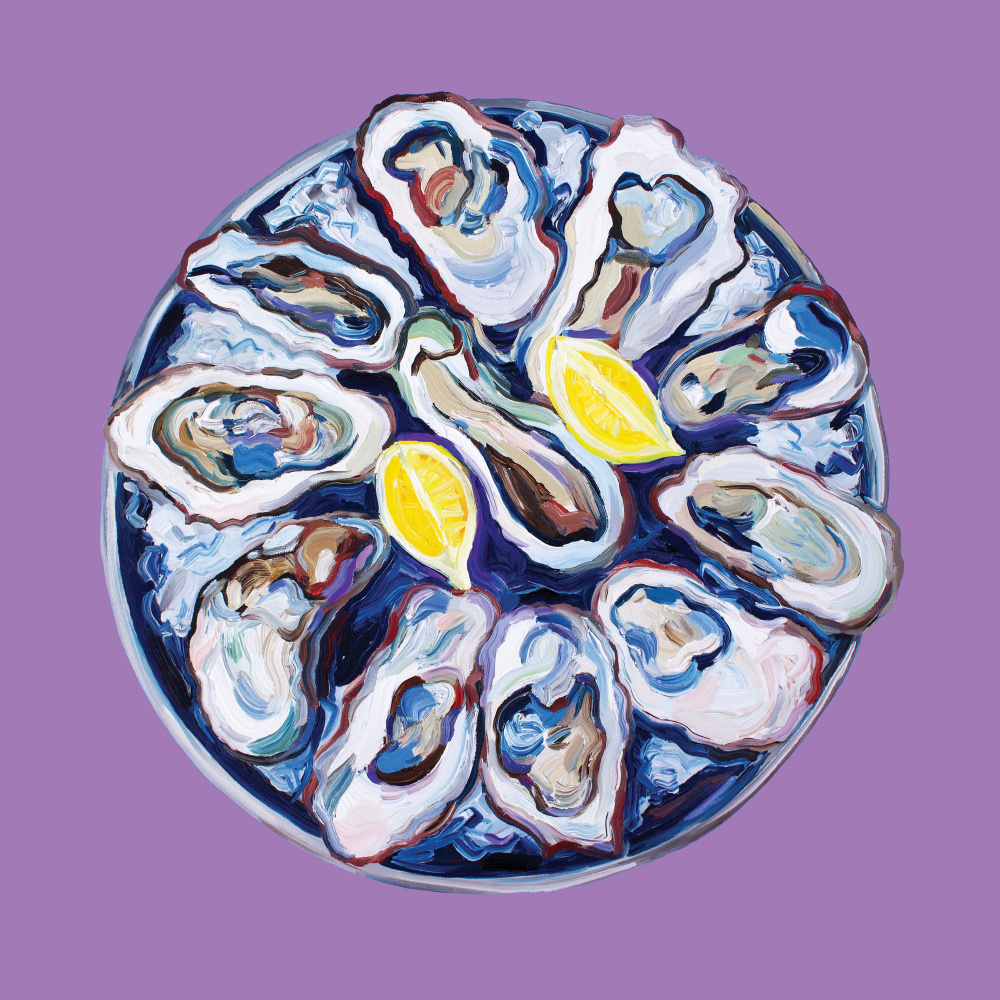 Austern auf einem Teller Lila von Alice Straker