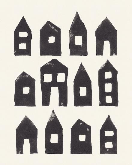 Winzige Häuser #1 | Handbedruckter Linolschnitt