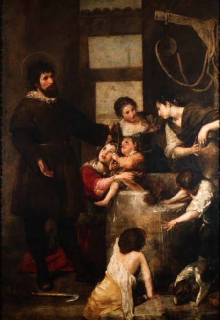St. Isidore saves a child that had fallen in a well von Alonso Cano