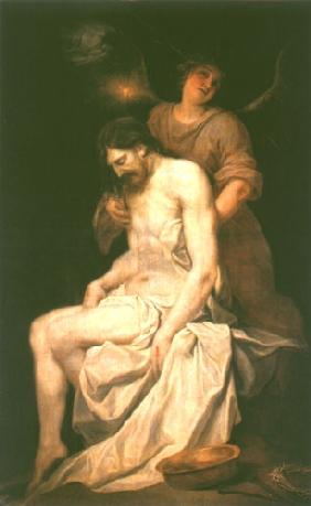 Der tote Christus von einem Engel gestützt um 1646-52