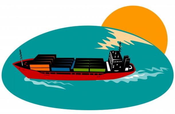 Container ship with sun von Aloysius Patrimonio