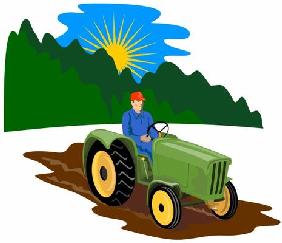 Farmer driving his tractor