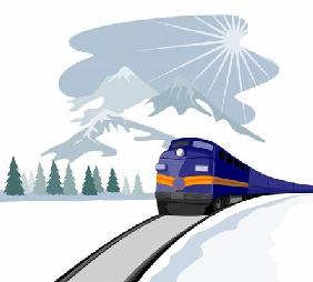 Train traveling in the winter