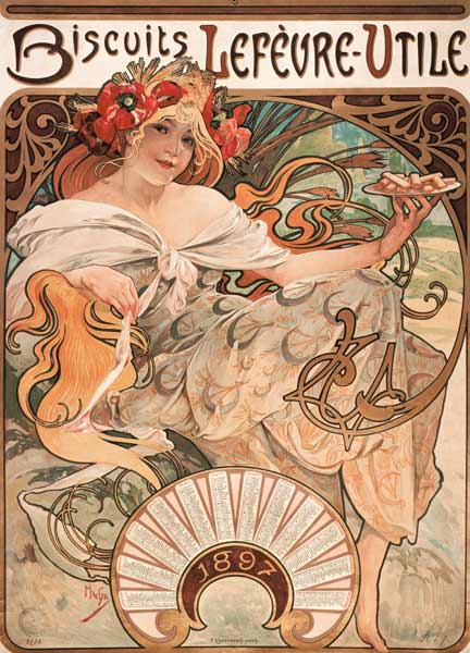 Biscuits Lefevre-Utile, 1896. (Plakat und Jahreskalender 1897).  von Alphonse Mucha
