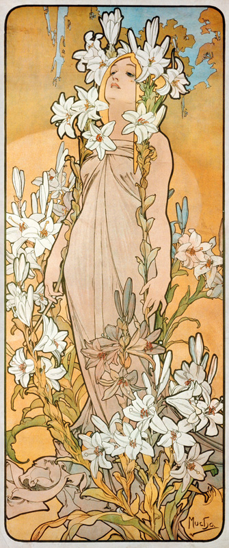 Die Lilie (Aus der Serie "Blumen") von Alphonse Mucha