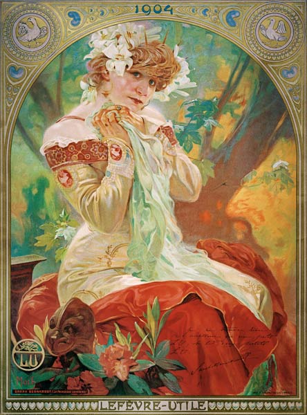 Sarah Bernhardt (1844-1923) Lefevre-Utile von Alphonse Mucha