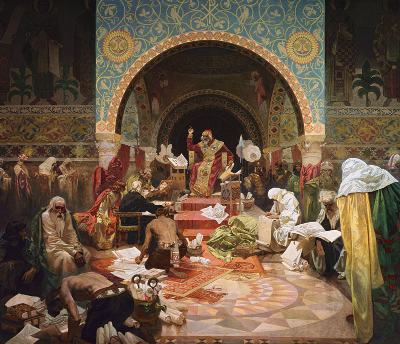 Simeon, der Zar der Bulgaren (Gemäldezyklus Das Slawische Epos) von Alphonse Mucha