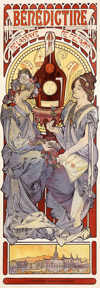 Werbeplakat für Bénédictine von Alphonse Mucha