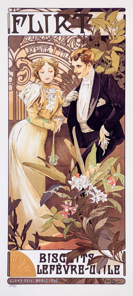 Werbeplakat für Flirt Biscuits von Alphonse Mucha