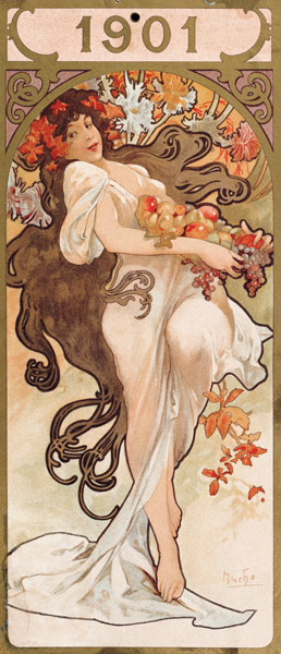 Kalenderblatt 1901 von Alphonse Mucha