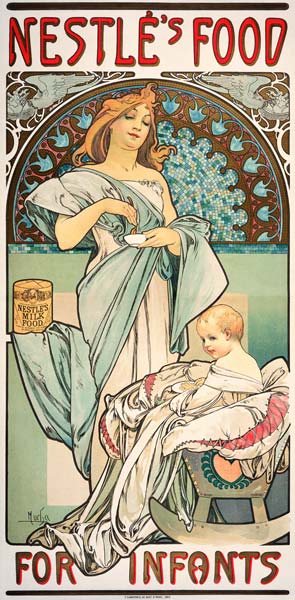 Nestle''s Food for Infants. Plakat, 1897, fuer Babynahrung der Firma Nestle. von Alphonse Mucha