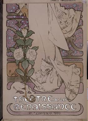 Plakat für Theaterstück Dame mit Kamelien von A. Dumas im Theatre de la Renaissanse (Unterteil) 1896