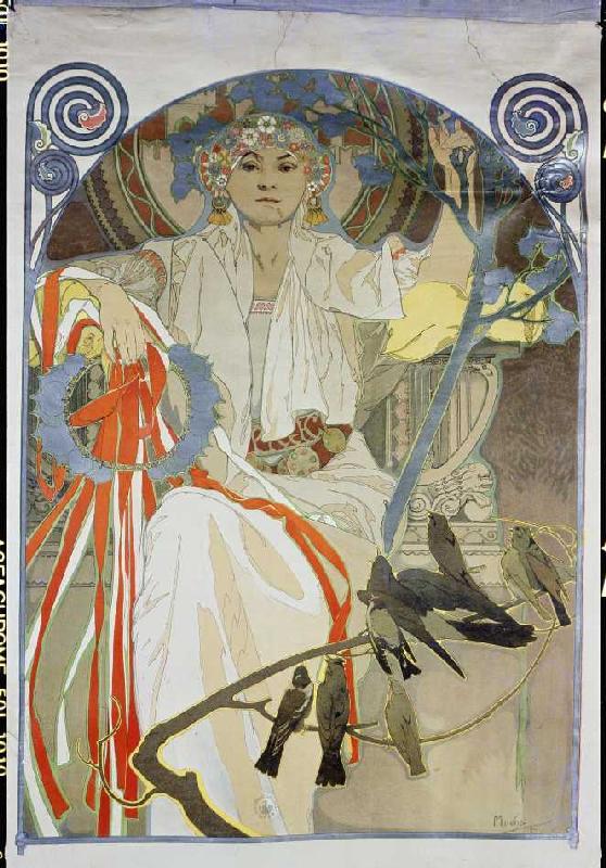 Plakat für das Gesangs- und Musikfest Frühling 1914 in Prag von Alphonse Mucha