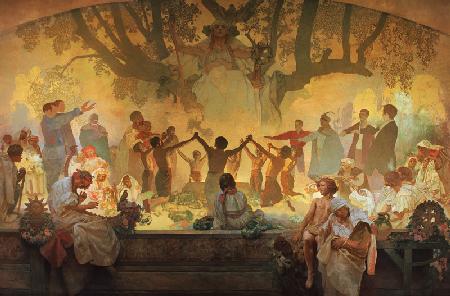 Der Schwur der Omladina unter der slawischen Linde (Gemäldezyklus Das Slawische Epos) 1926