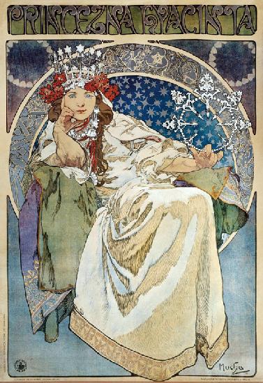 Poster by Alphonse Mucha (1860-1939) for the creation of the Ballet “Princess Hyacinthe”” by Oskar N 1911