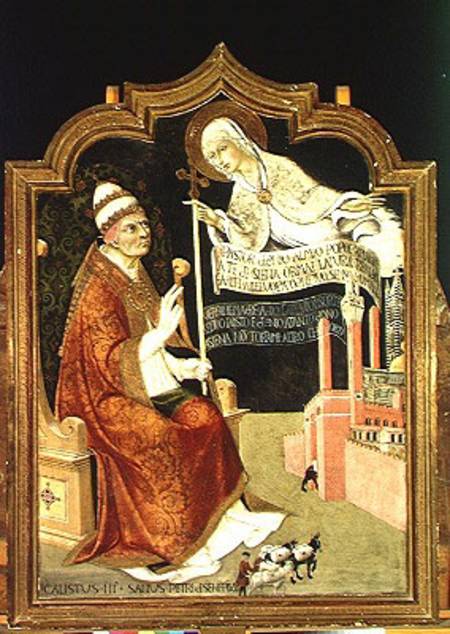The Apparition of the Virgin to Pope Calixtus III (1378-1458) von also Ansano di Pietro di Mencio Pietro