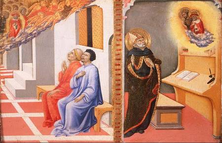 The Visions of (LtoR) St. Jerome and St. John the Baptist von also Ansano di Pietro di Mencio Pietro
