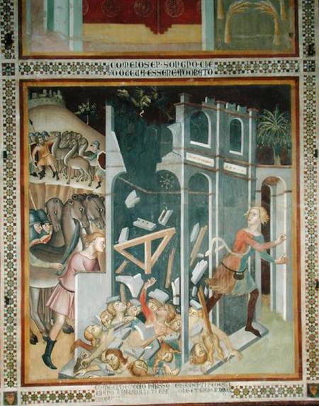 The Destruction of the House of Job and the Theft of his Herd by the Sabians von also Manfredi de Battilori Bartolo di Fredi