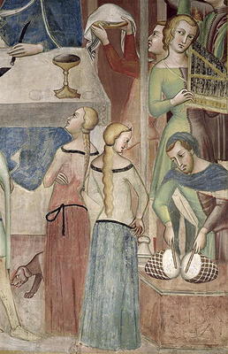 Satan Asking God to Tempt Job, detail of musicians, 1356-67 (fresco) von also Manfredi de Battilori Bartolo di Fredi