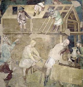 Noah Building the Ark, 1356-67 (fresco) 1812