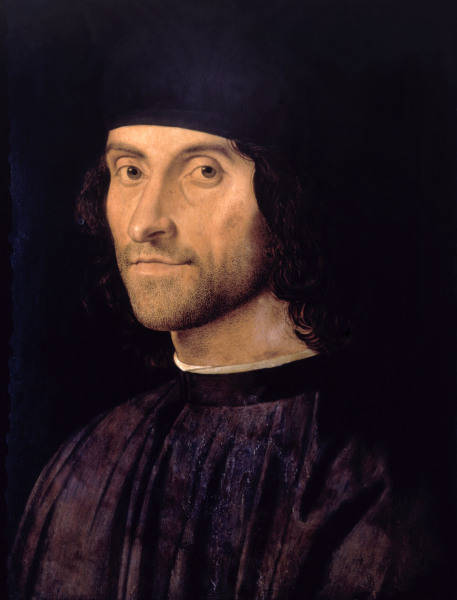 A.Vivarini, Bildnis eines Mannes mit Hut von Alvise Vivarini