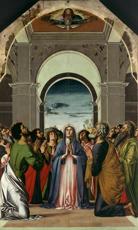 Die Ausgießung des Heiligen Geistes. Mittelbild von Pfingstaltar von Alvise Vivarini