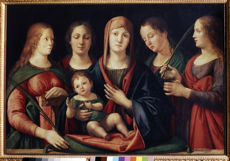 Madonna und Kind mit Maria Magdalena, heiligen Katharina und zwei Heiligen von Alvise Vivarini