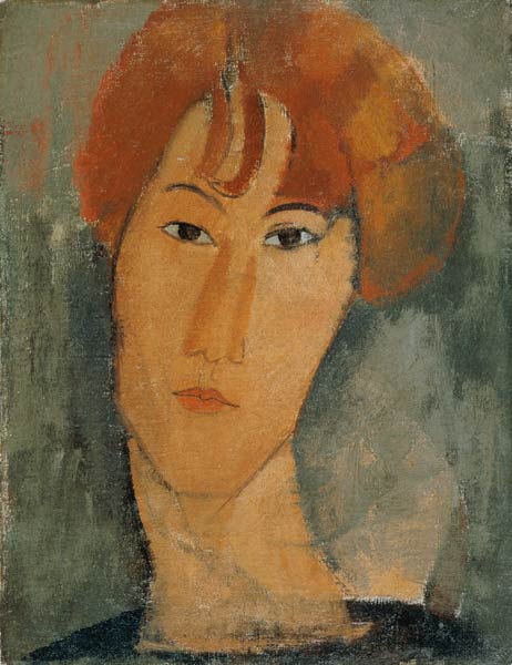 Rothaarige junge Frau mit Halskrause von Amedeo Modigliani