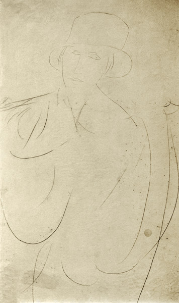 Modigliani / Woman with Hat / Drawing von Amedeo Modigliani