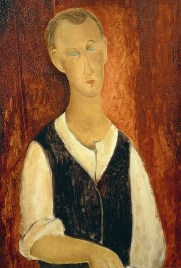 Junger Mann mit schwarzer Weste von Amedeo Modigliani