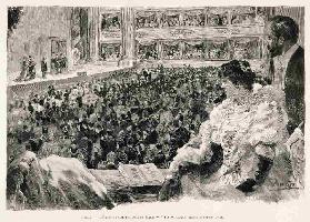 Giuseppe Verdi feierte im Teatro della Scala von Mailand nach einer Aufführung der Oper Falstaff von 1893