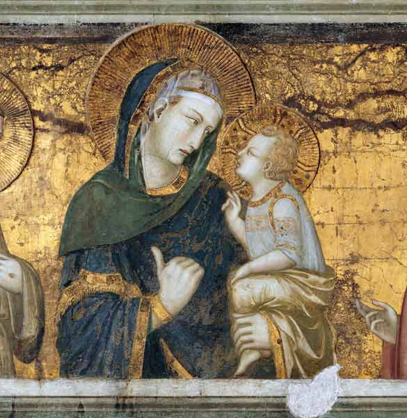 Madonna mit Kind, Johannes d.T., dem hl. Franziskus und Stifter von Ambrogio Lorenzetti