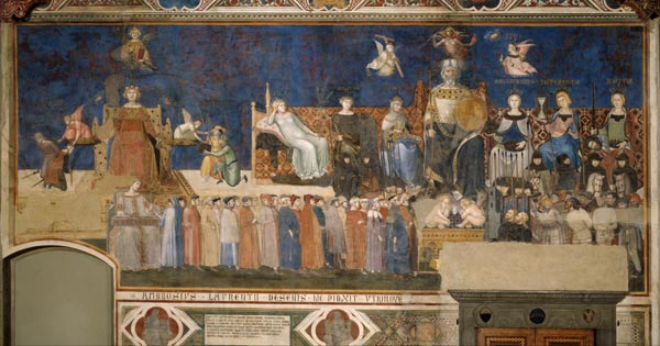 Allegorie der guten Regierung (Freskenzyklus "Allegorien der guten und der schlechten Regierung") von Ambrogio Lorenzetti