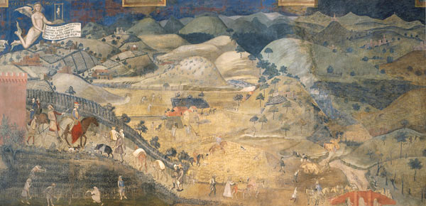 Auswirkungen der guten Regierung auf dem Land (Freskenzyklus "Allegorien der guten und der schlechte von Ambrogio Lorenzetti