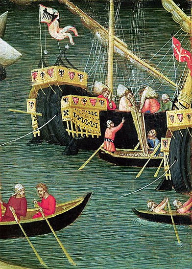 St. Nicholas Saves Mira from Famine, detail of a ship, c.1327-32 von Ambrogio Lorenzetti