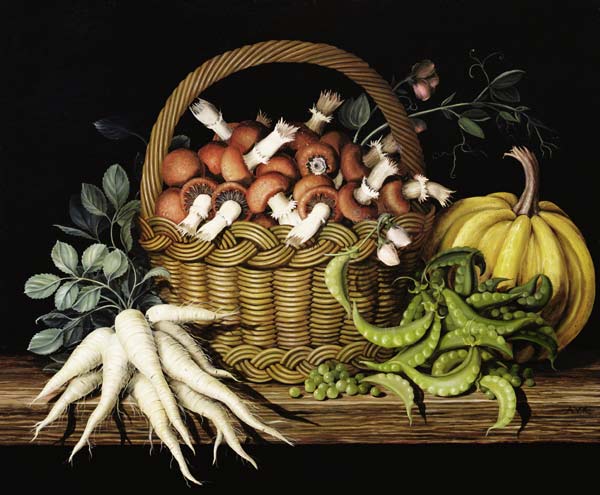 Basket of mushrooms von  Amelia  Kleiser