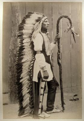 Portrait of a Native American from ''Buffalo Bill''s Wild West'', 1889 (b/w photo) 