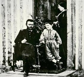 General Grant with his wife Julia Dent and their son Frederick Dent Grant, at City Point (b/w photo) 19th