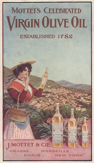 Advertisement for Mottet's Celebrated Virgin Olive Oil von American School