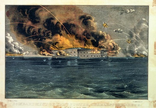 Bombardment of Fort Sumter, Charleston Harbour, 12th & 13th April 1861, pub. Currier & Ives von American School