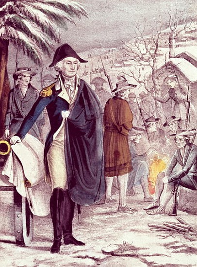 George Washington at Valley Forge, on Dec. 1777; engraved by Nathaniel Currier (1813-88) von American School