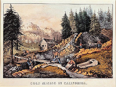 Gold Mining in California, published by  Currier & Ives von American School