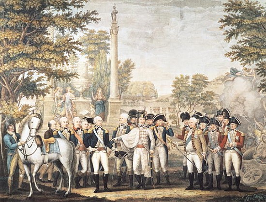 The British Surrendering to General Washington after their Defeat at Yorktown, Virginia, October 178 von American School