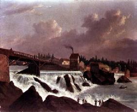 The first cotton mill in America, established by Samuel Slater (1768-1835) at Pawtucket, Rhode Islan c.1790