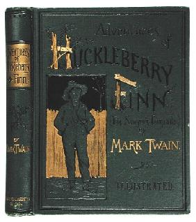 Cover of ''Adventures of Huckleberry Finn'' Mark Twain (1835-1910) first American edition, published