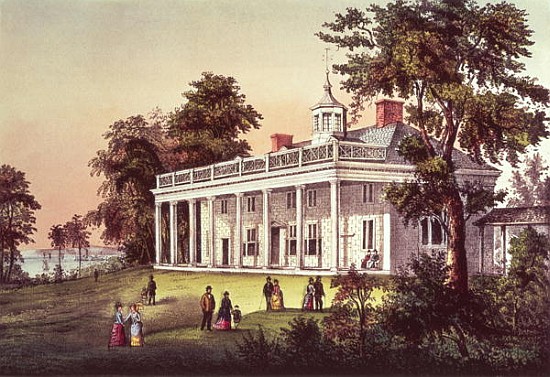 Washington''s Home, Mount Vernon, Virginia, pub. Currier & Ives von American School