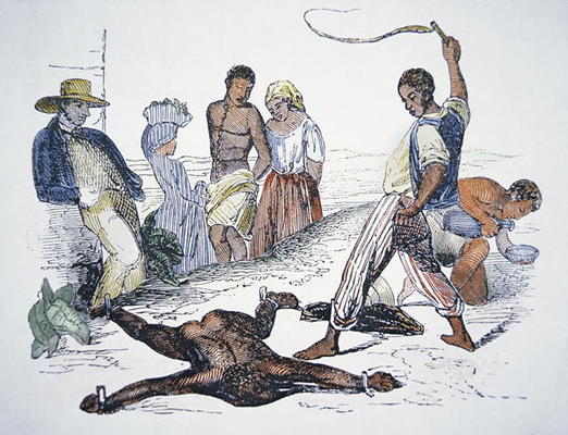 Whipping a slave in punishment (coloured engraving) von American School