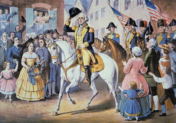 George Washington enters New York City 25 November, 1783 after the evacuation of British forces (col von American School, (19th century)