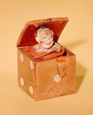 Jack-in-the-box (clown face), 1870-1900 (wood, textile, metal, paint) von American School, (19th century)
