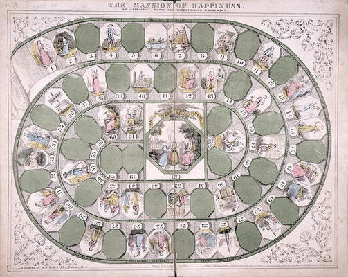 'The Mansion of Happiness' boardgame (colour litho) von American School, (19th century)